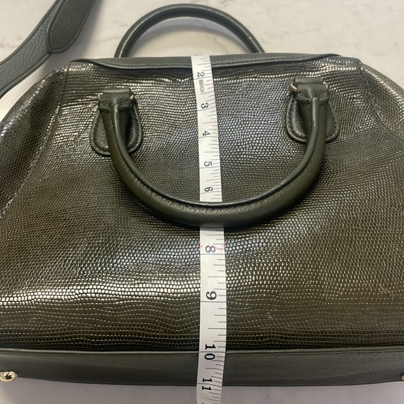 Talbots Leather Satchel Embossed Leather Olive Color - Picture 9 of 10